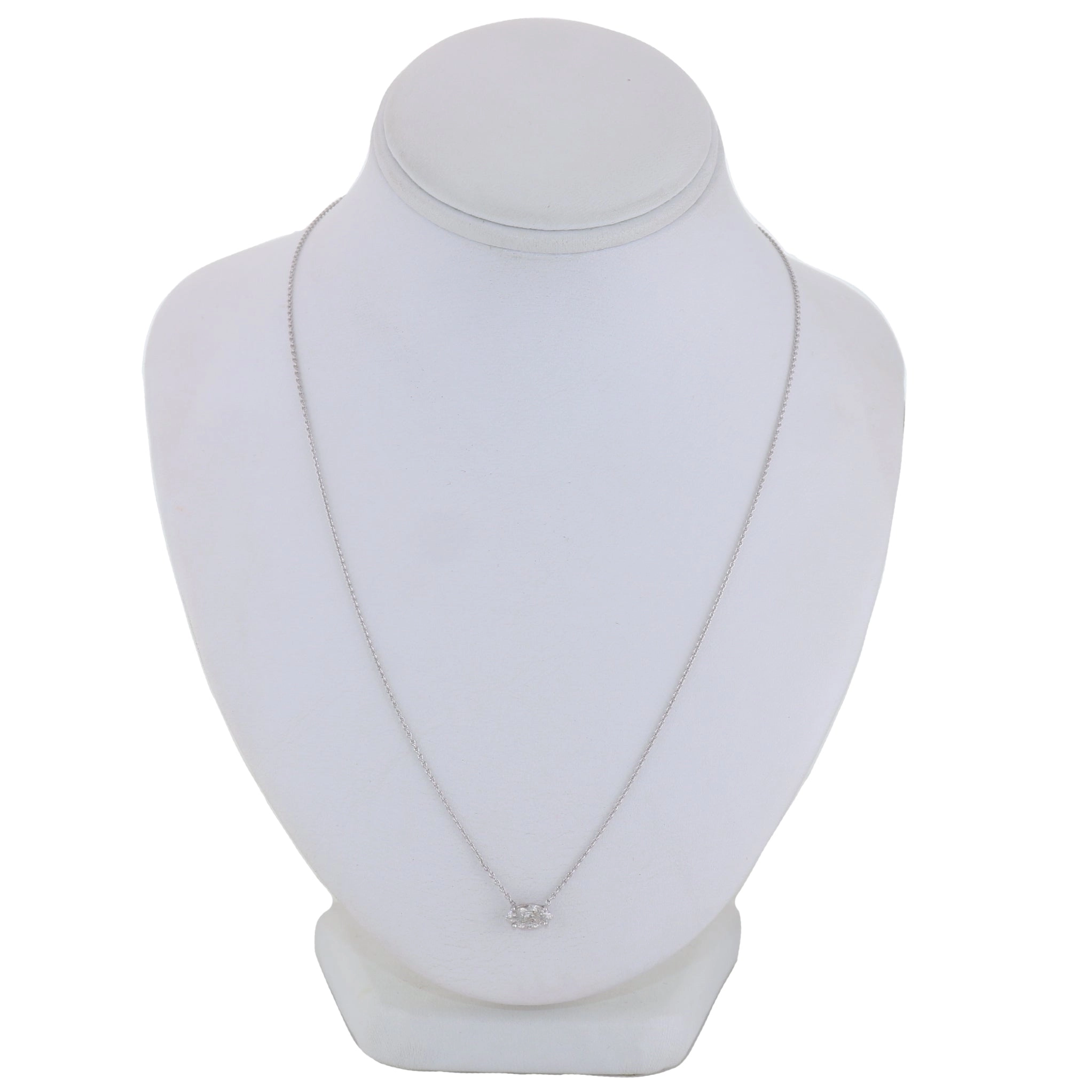 14k White Gold 0.64ct Marquise Cut Diamond Solitaire Pendant 18" Necklace
