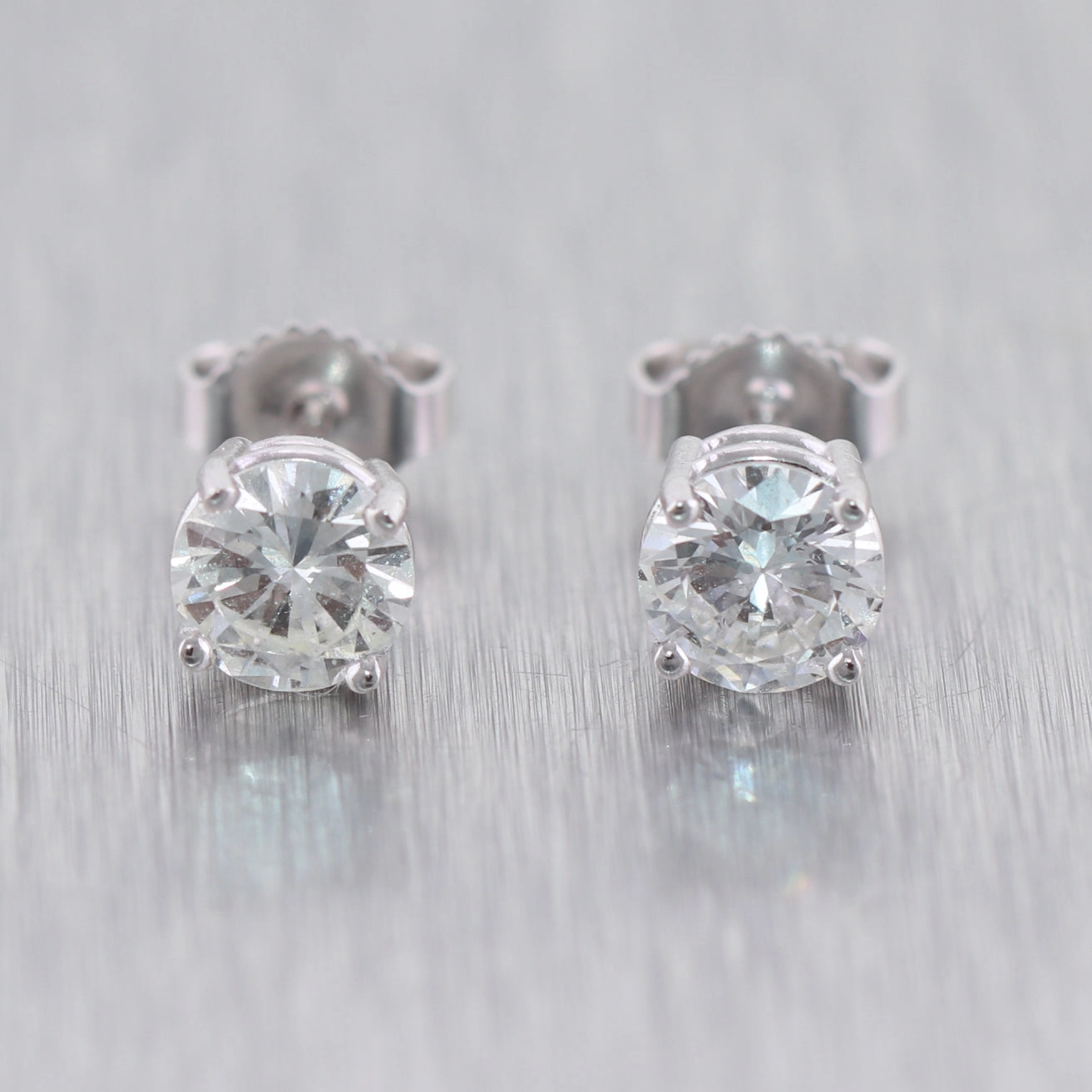 14k White Gold 1.20ctw Diamond Stud Earrings