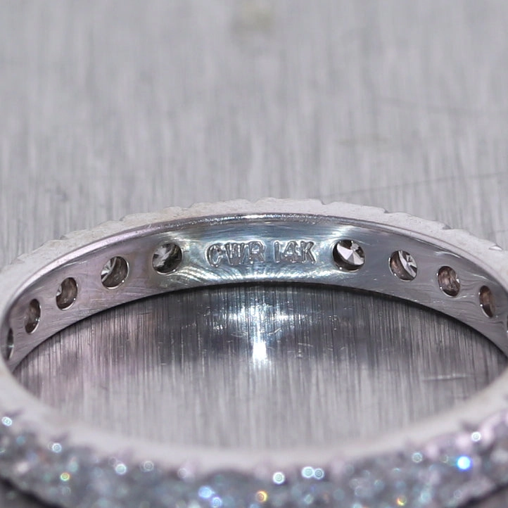 14k White Gold 1ctw Round Cut Diamond Eternity Band Ring