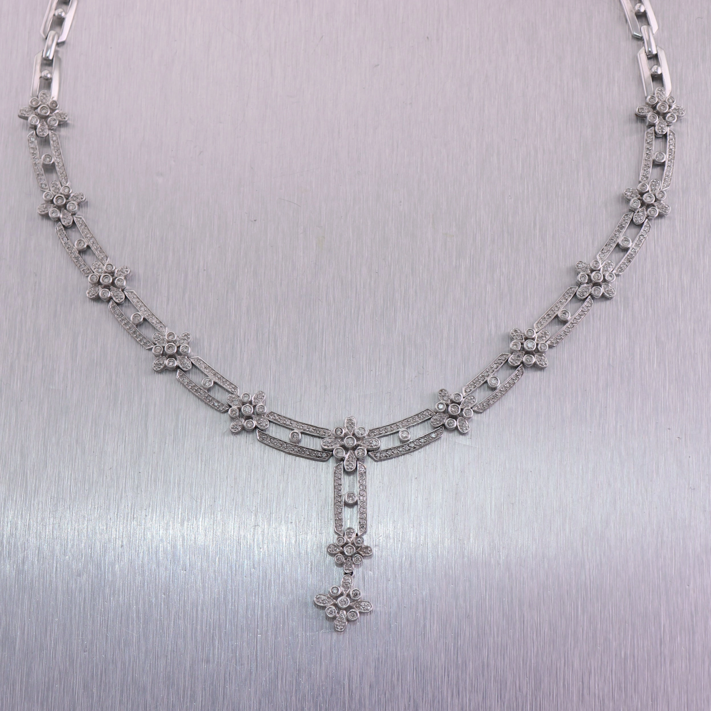 14k White Gold 2.50ctw Diamond 16" Bridal Necklace