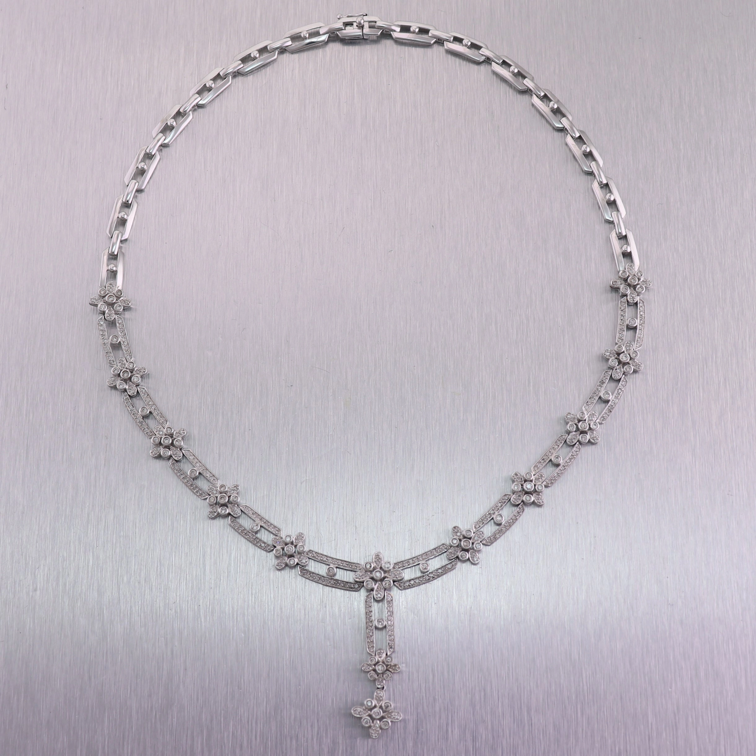 14k White Gold 2.50ctw Diamond 16" Bridal Necklace