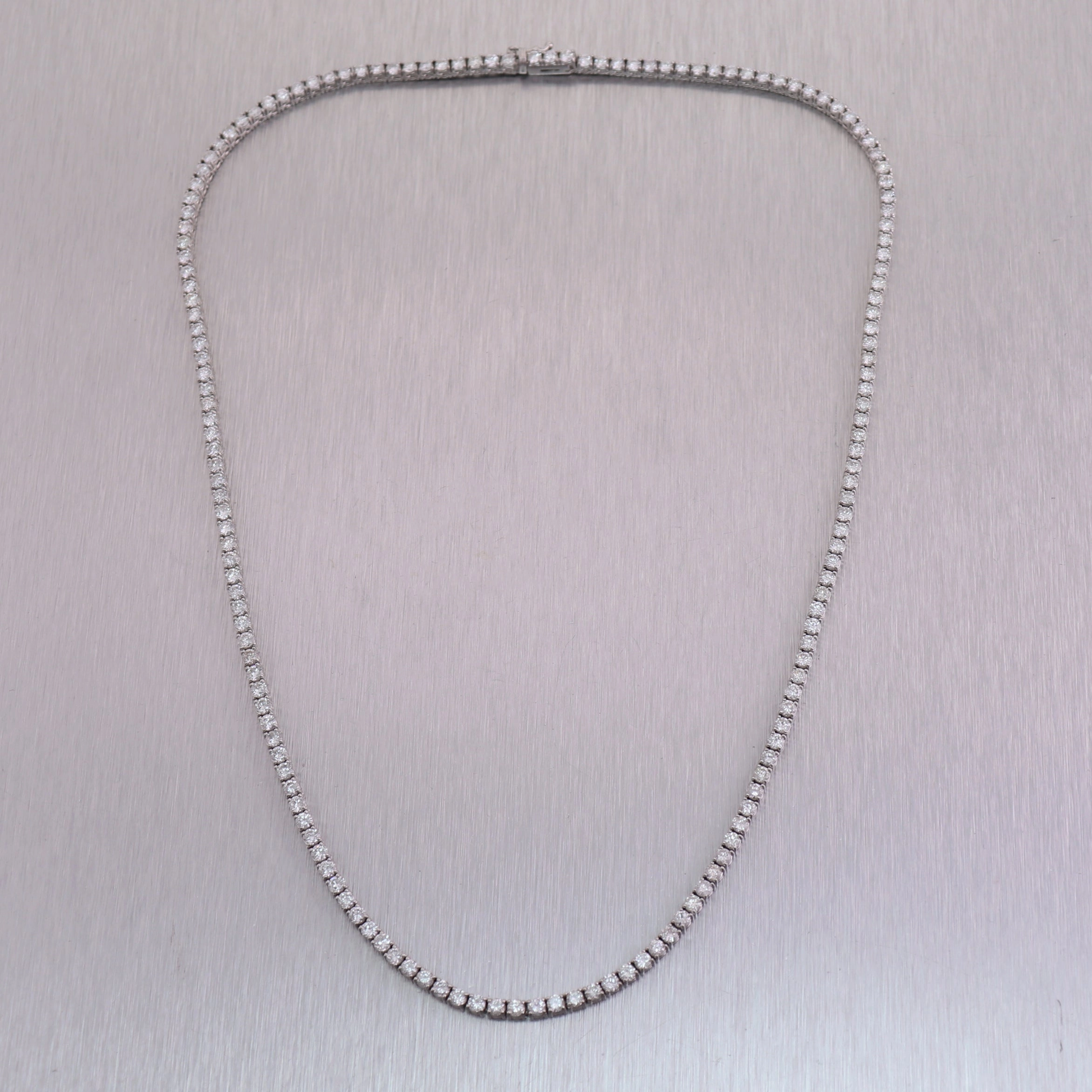 14k White Gold 8.12ctw Diamond Tennis 17" Necklace