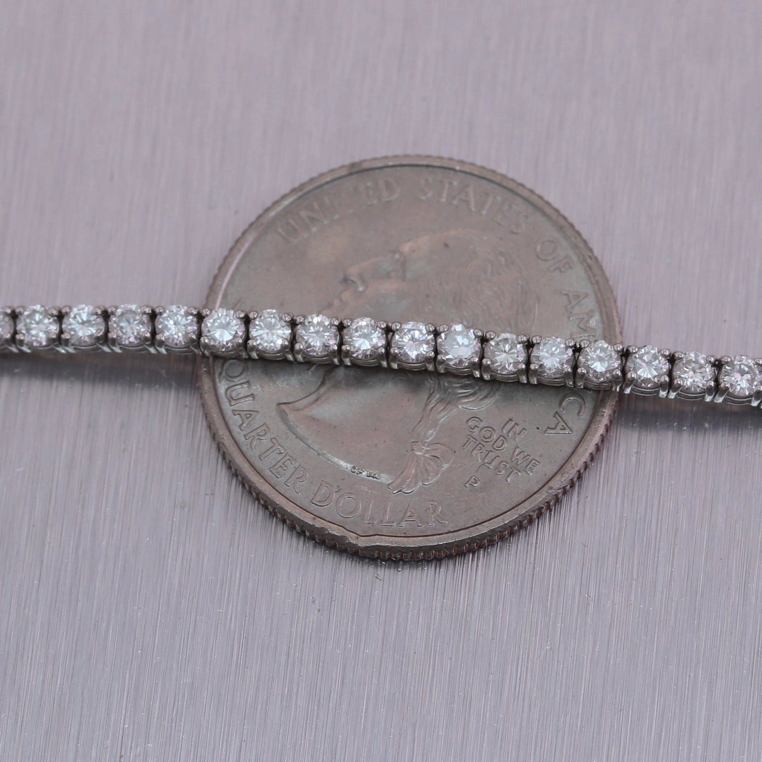 14k White Gold 8.12ctw Diamond Tennis 17" Necklace