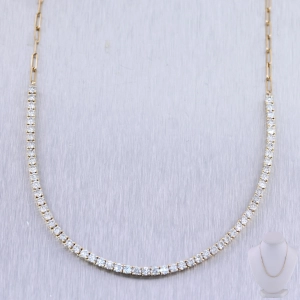 14k Yellow Gold 4ctw Diamond Tennis 15.5" Necklace
