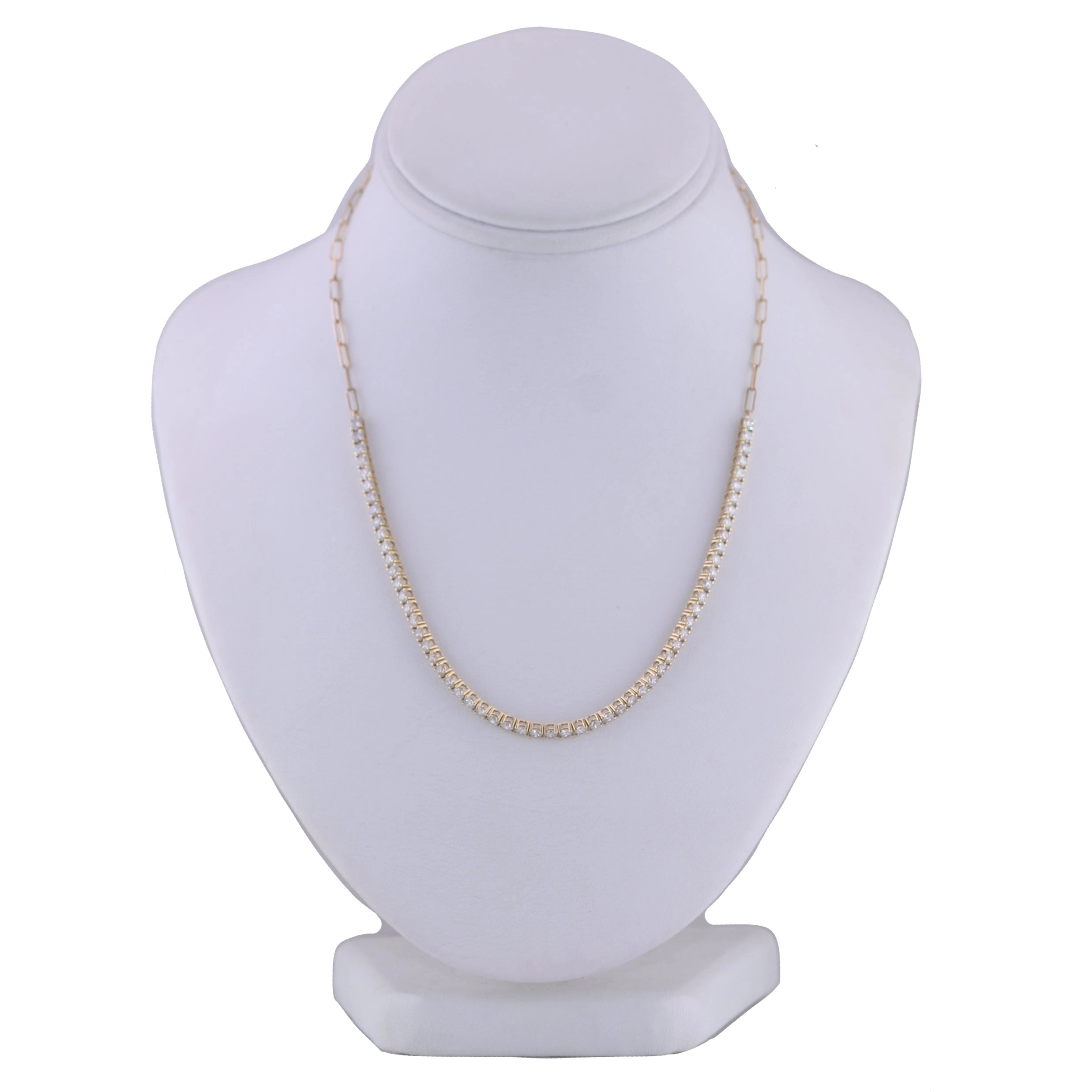 14k Yellow Gold 4ctw Diamond Tennis 15.5" Necklace