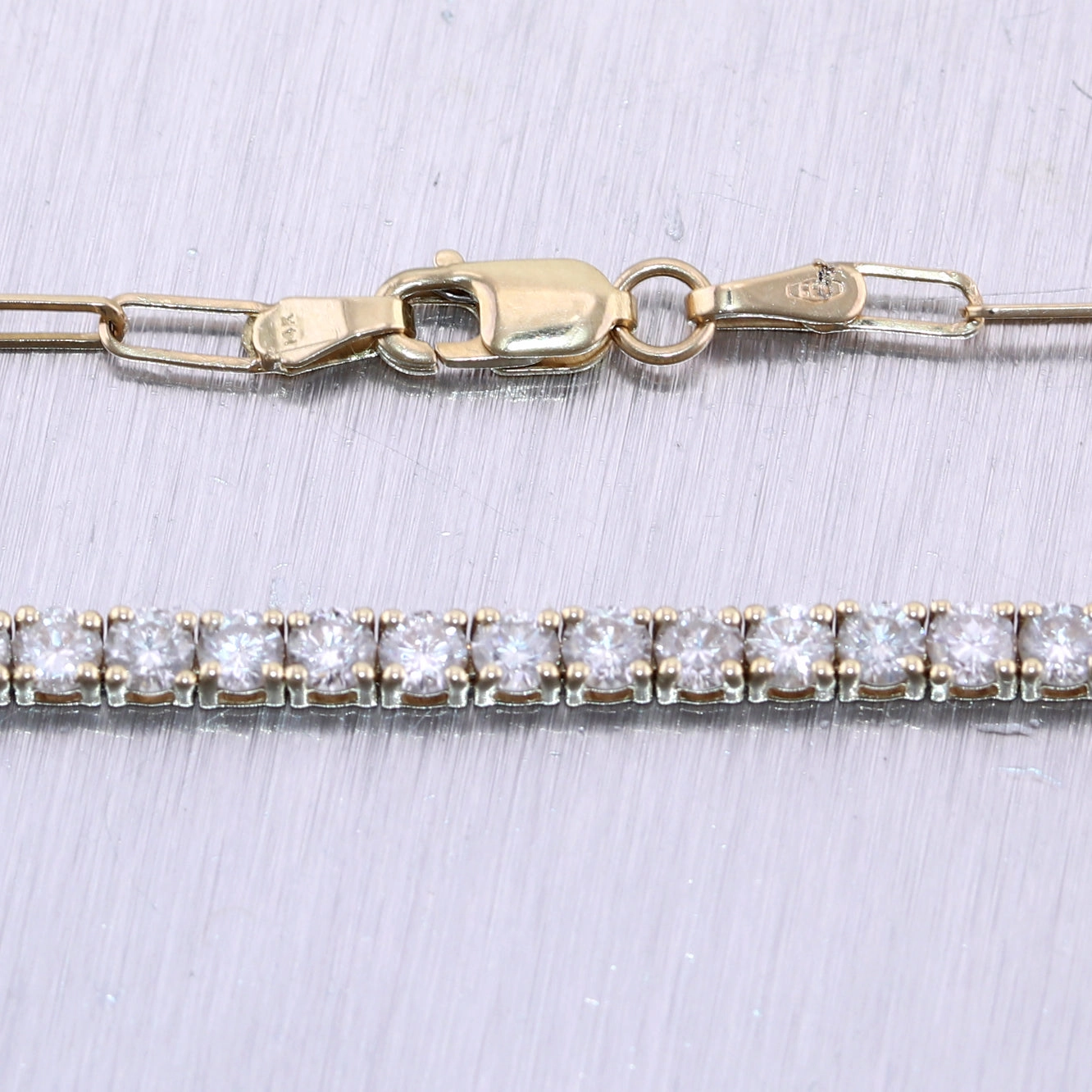 14k Yellow Gold 4ctw Diamond Tennis 15.5" Necklace