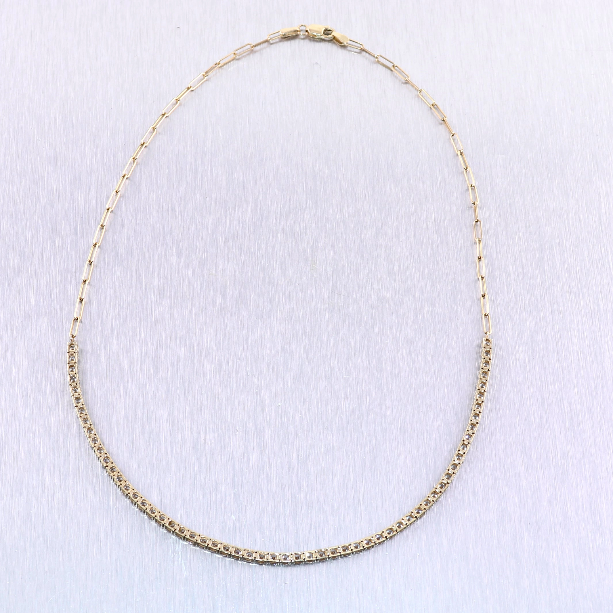 14k Yellow Gold 4ctw Diamond Tennis 15.5" Necklace