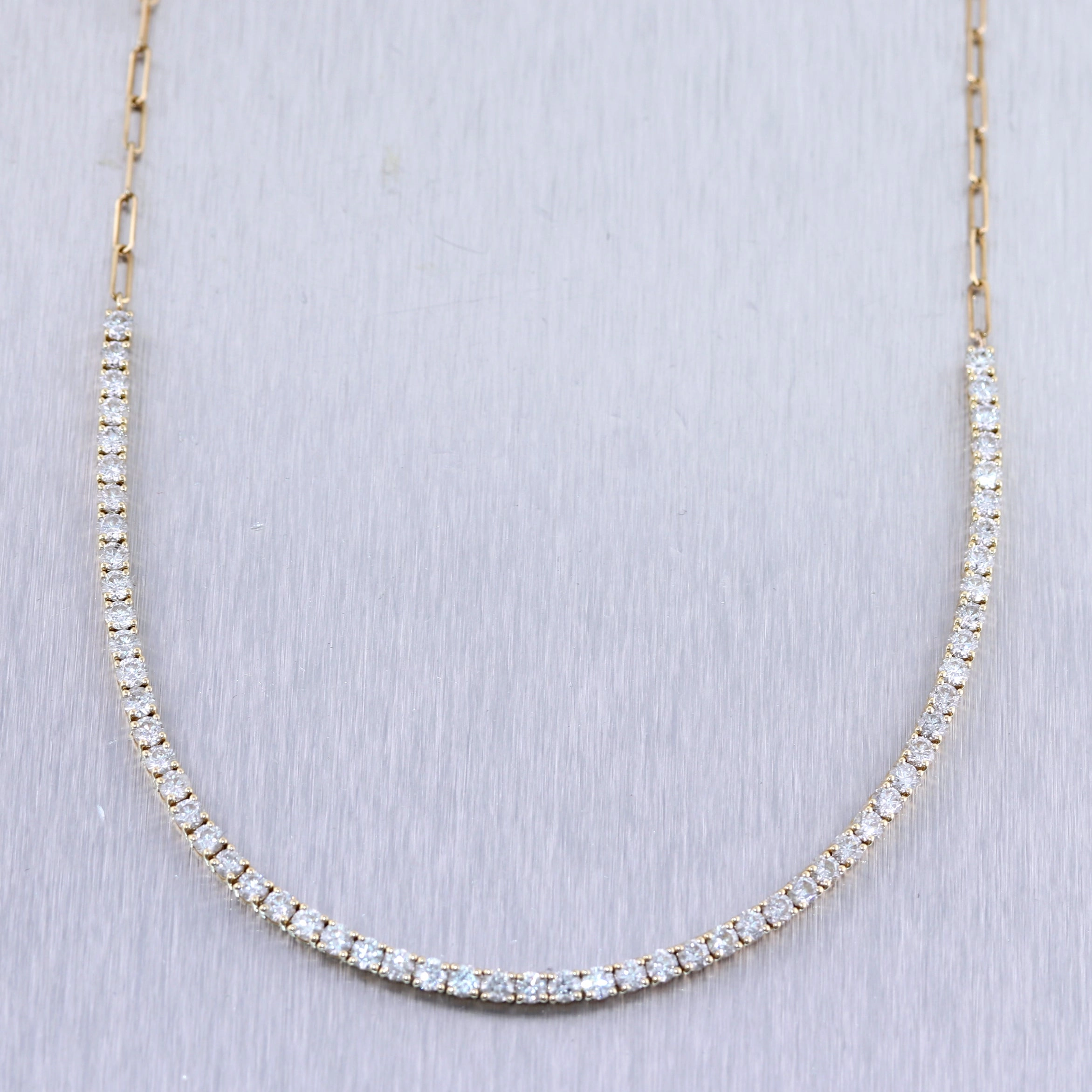 14k Yellow Gold 4ctw Diamond Tennis 15.5" Necklace