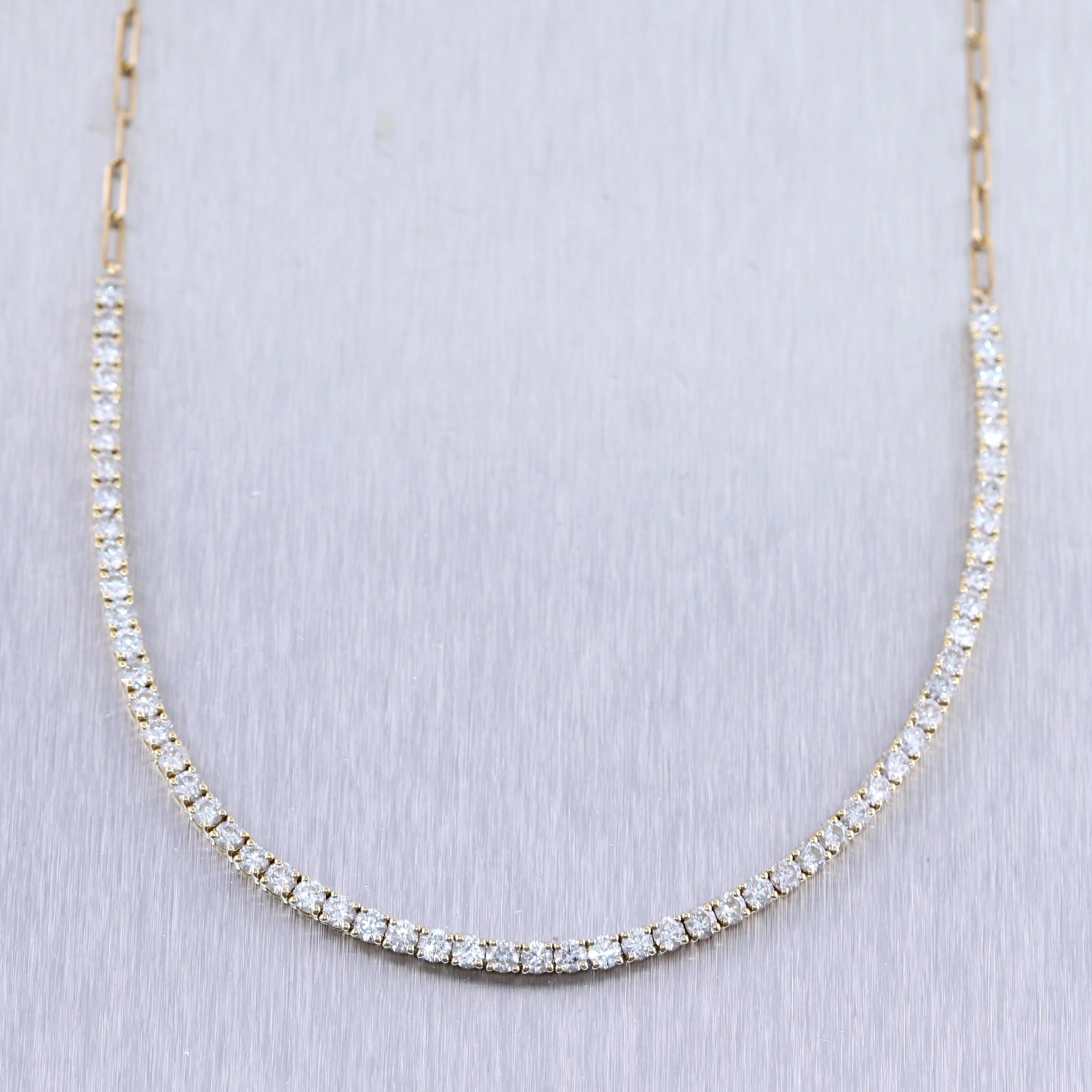 14k Yellow Gold 4ctw Diamond Tennis 15.5" Necklace