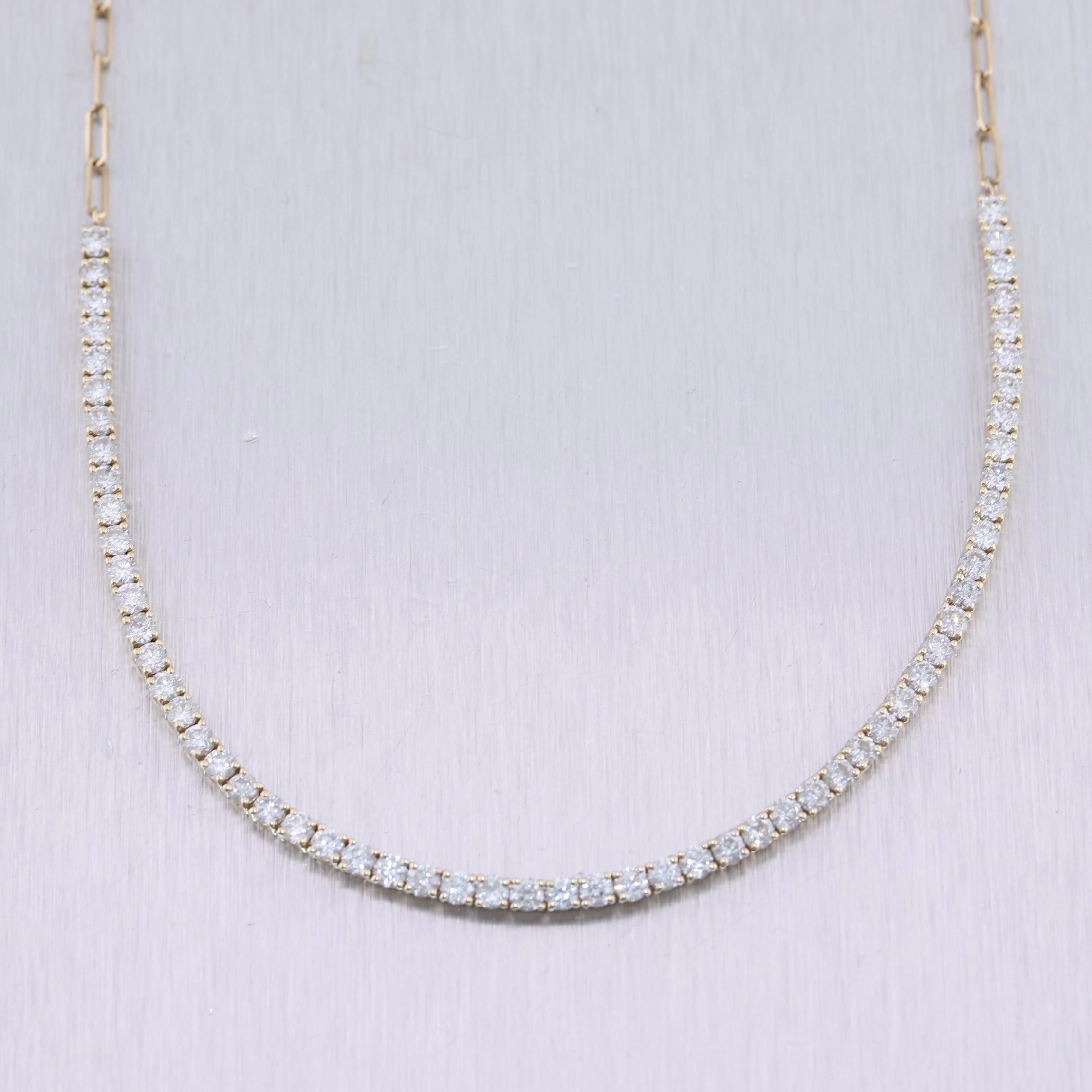 14k Yellow Gold 4ctw Diamond Tennis 15.5" Necklace