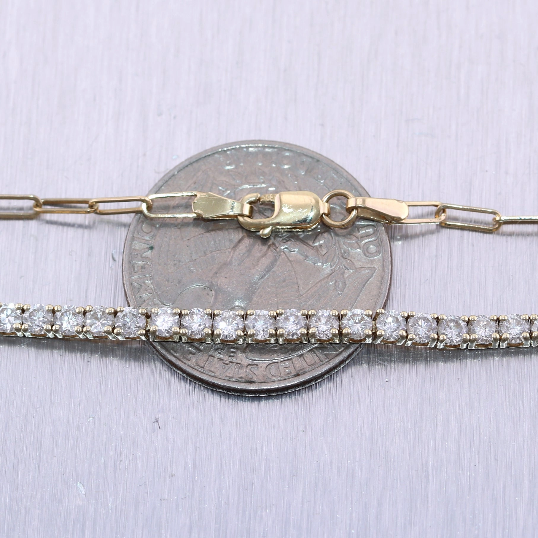14k Yellow Gold 4ctw Diamond Tennis 15.5" Necklace