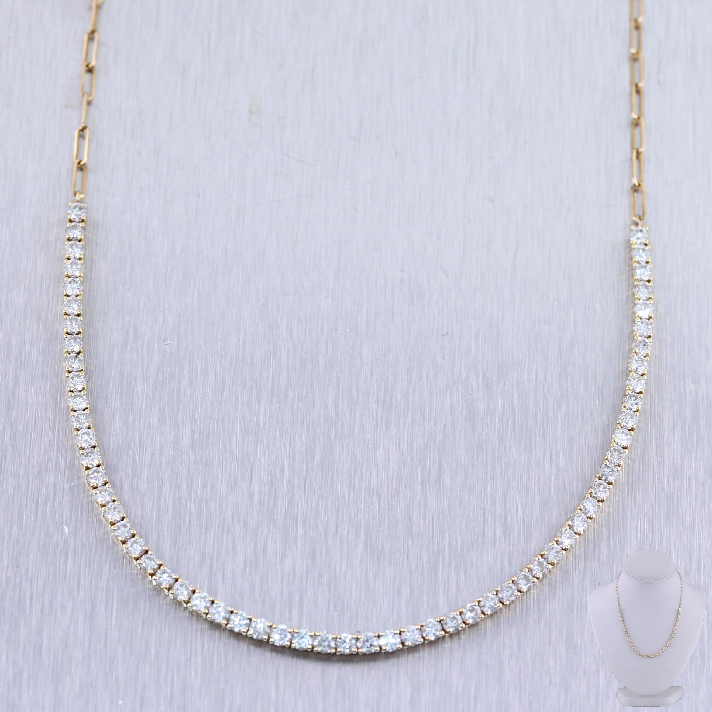 14k Yellow Gold 4ctw Diamond Tennis 15.5" Necklace
