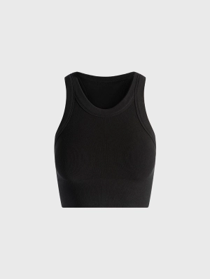 ALO BLK SEAMLESS DELIGHT HIGH NECK BRA
