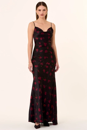 Ariel Gown - Poppy Floral Black
