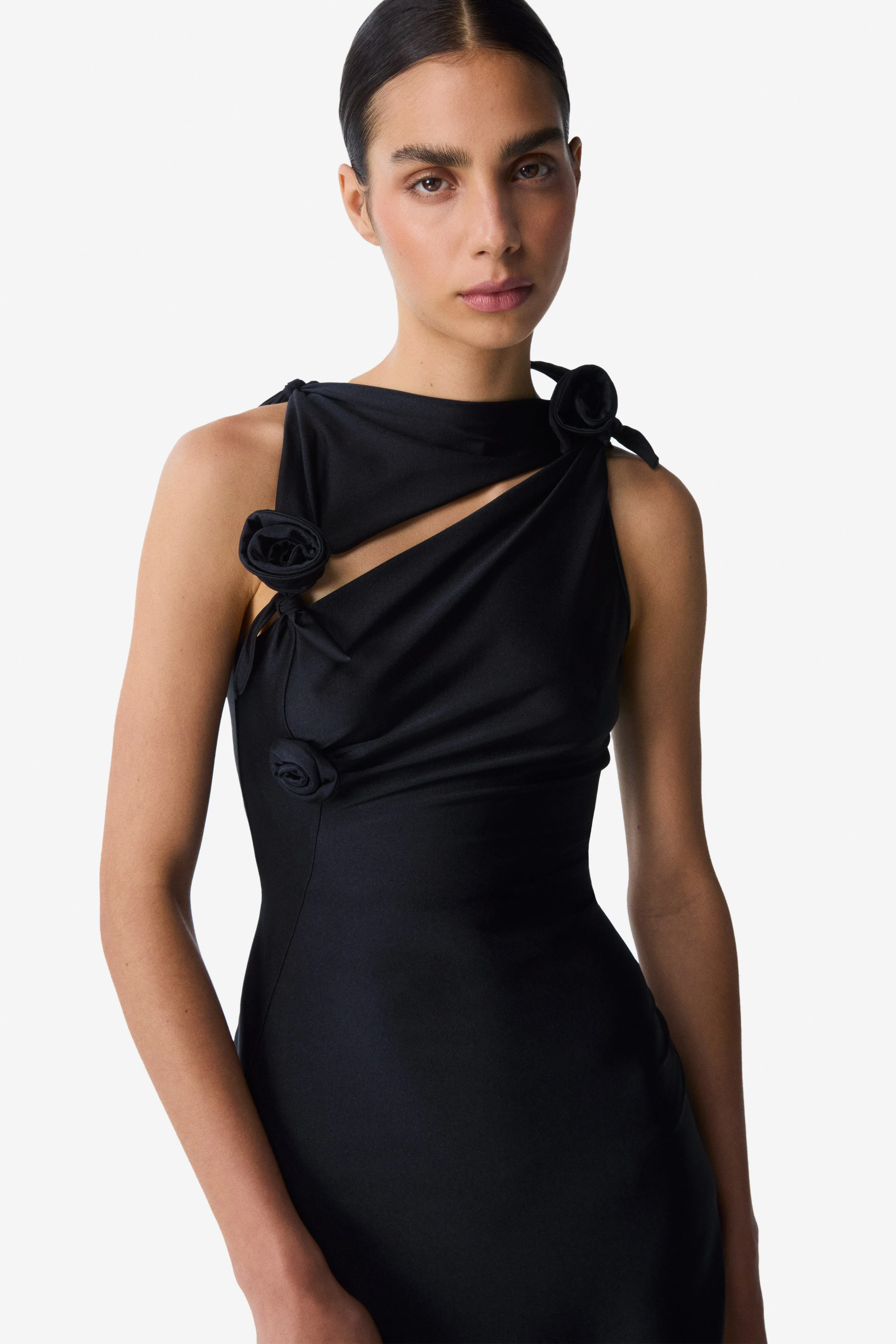 Asymmetric Flower Mini Dress