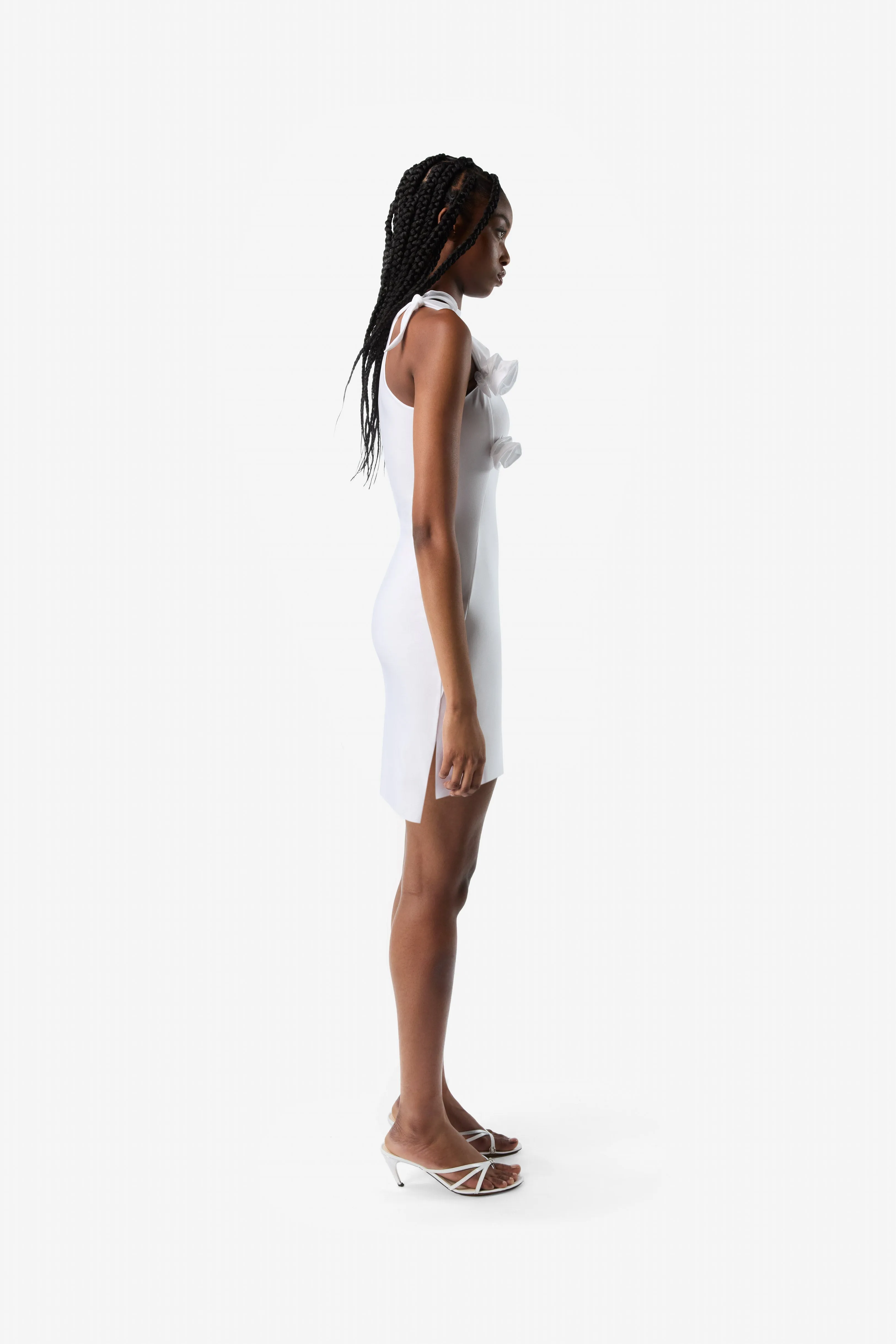 Asymmetric Flower Mini Dress