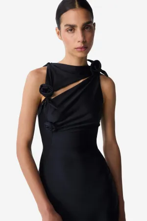 Asymmetric Flower Mini Dress