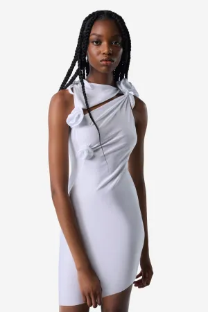 Asymmetric Flower Mini Dress