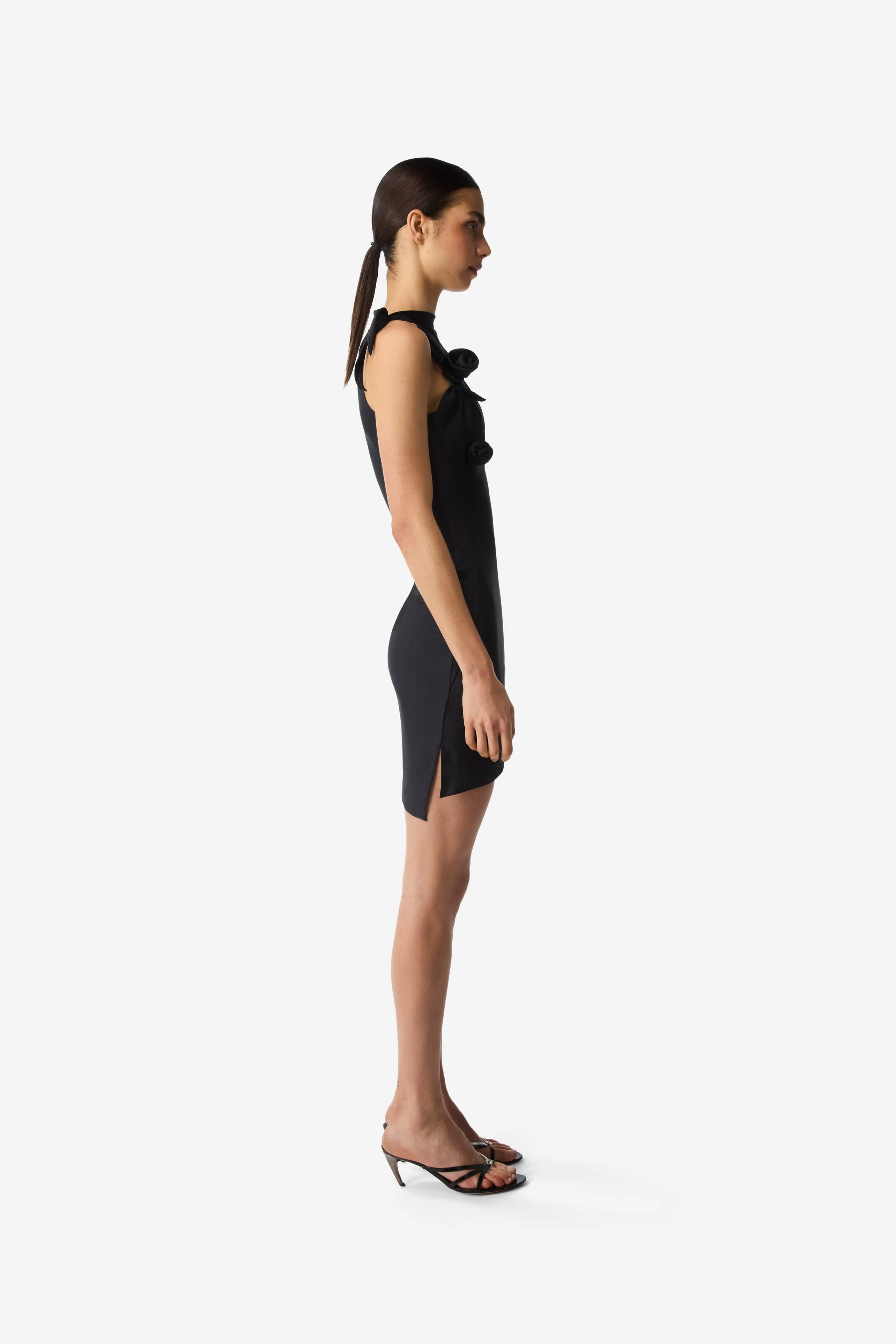 Asymmetric Flower Mini Dress