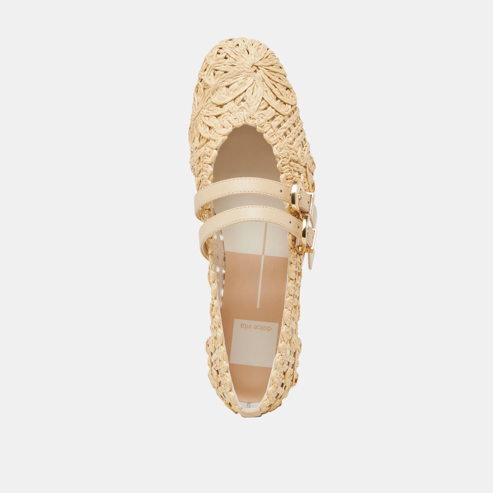 BAYLEE SUNFLOWER WIDE BALLET FLATS LT NATURAL MACRAME
