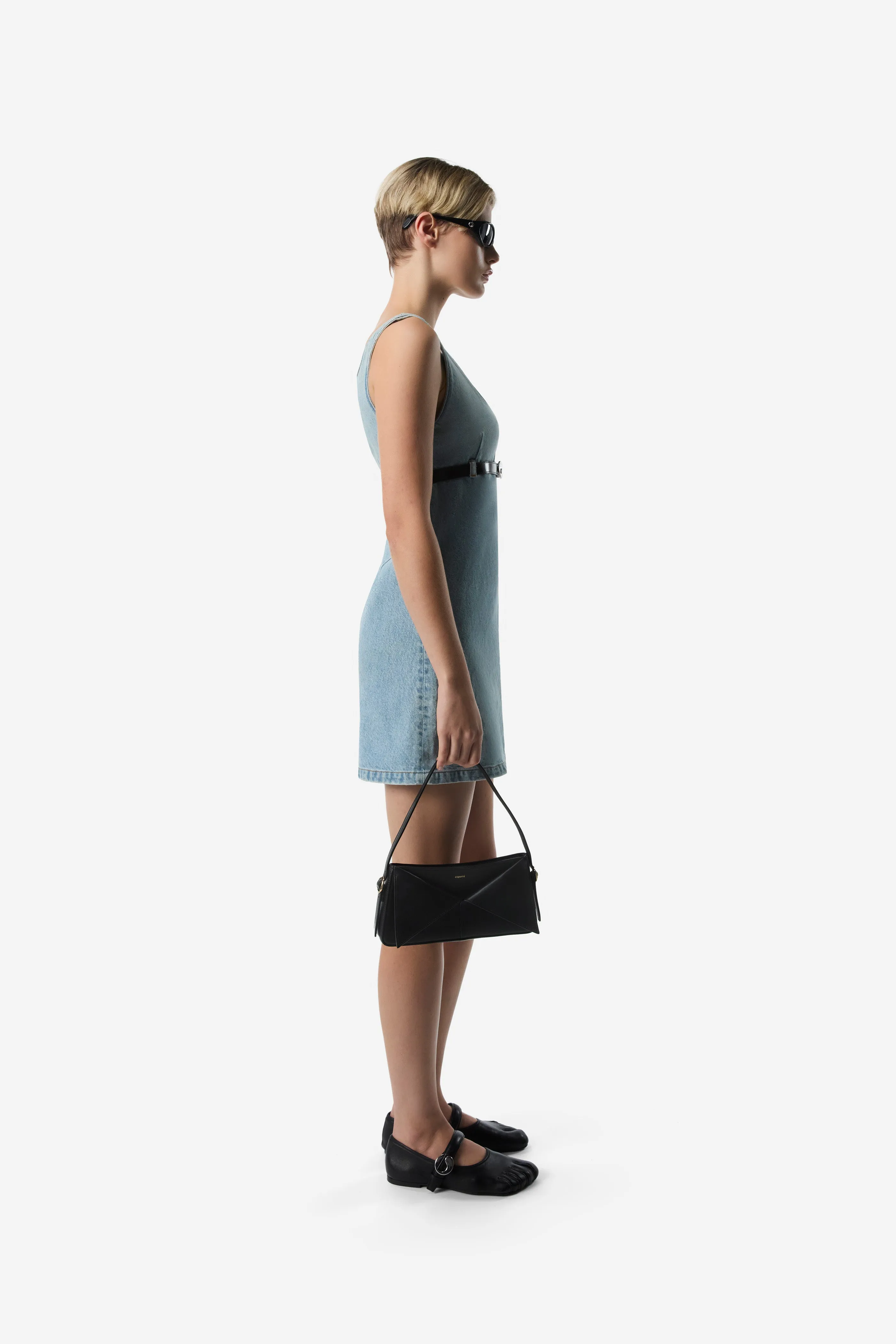 Belted Denim Mini Dress