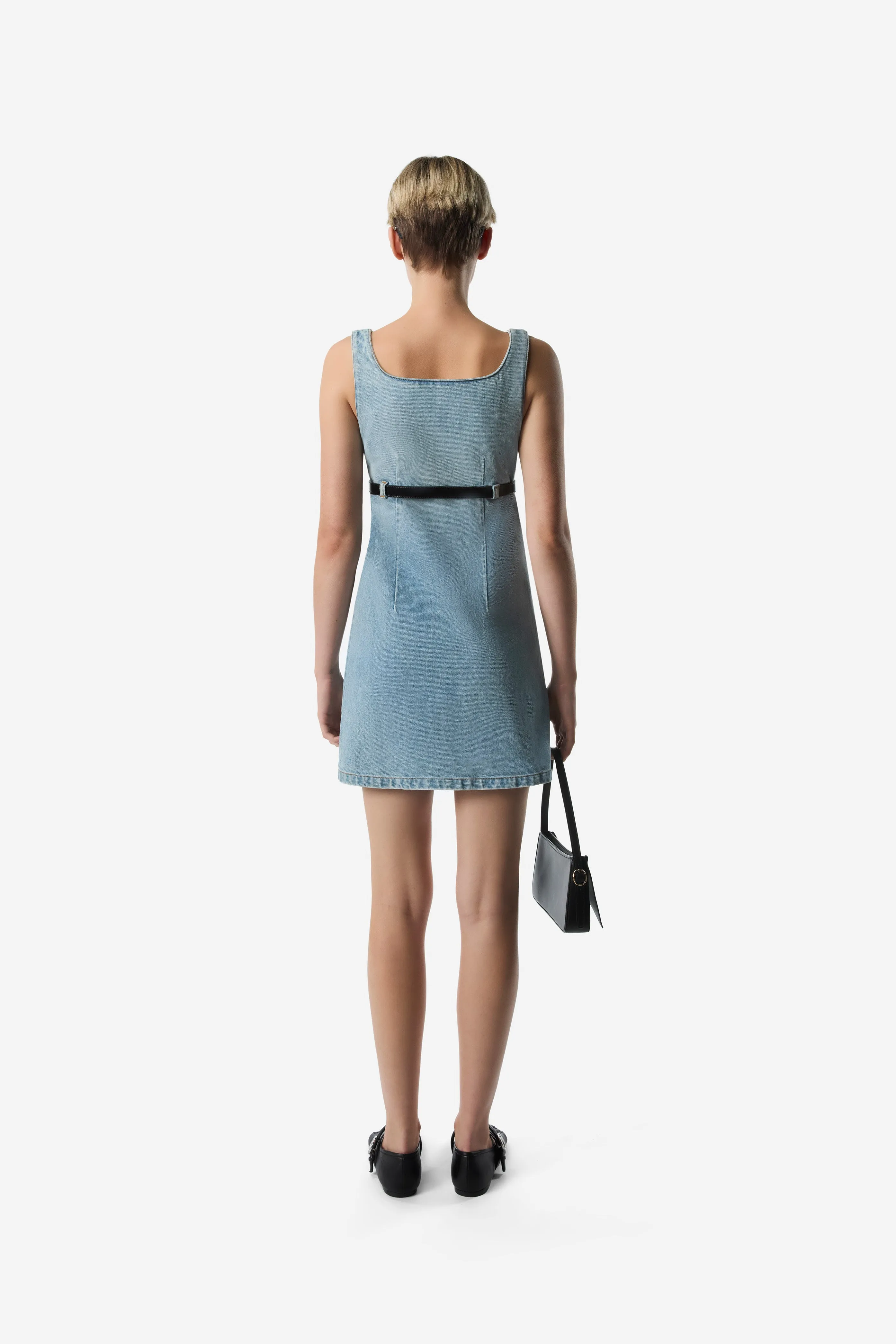 Belted Denim Mini Dress