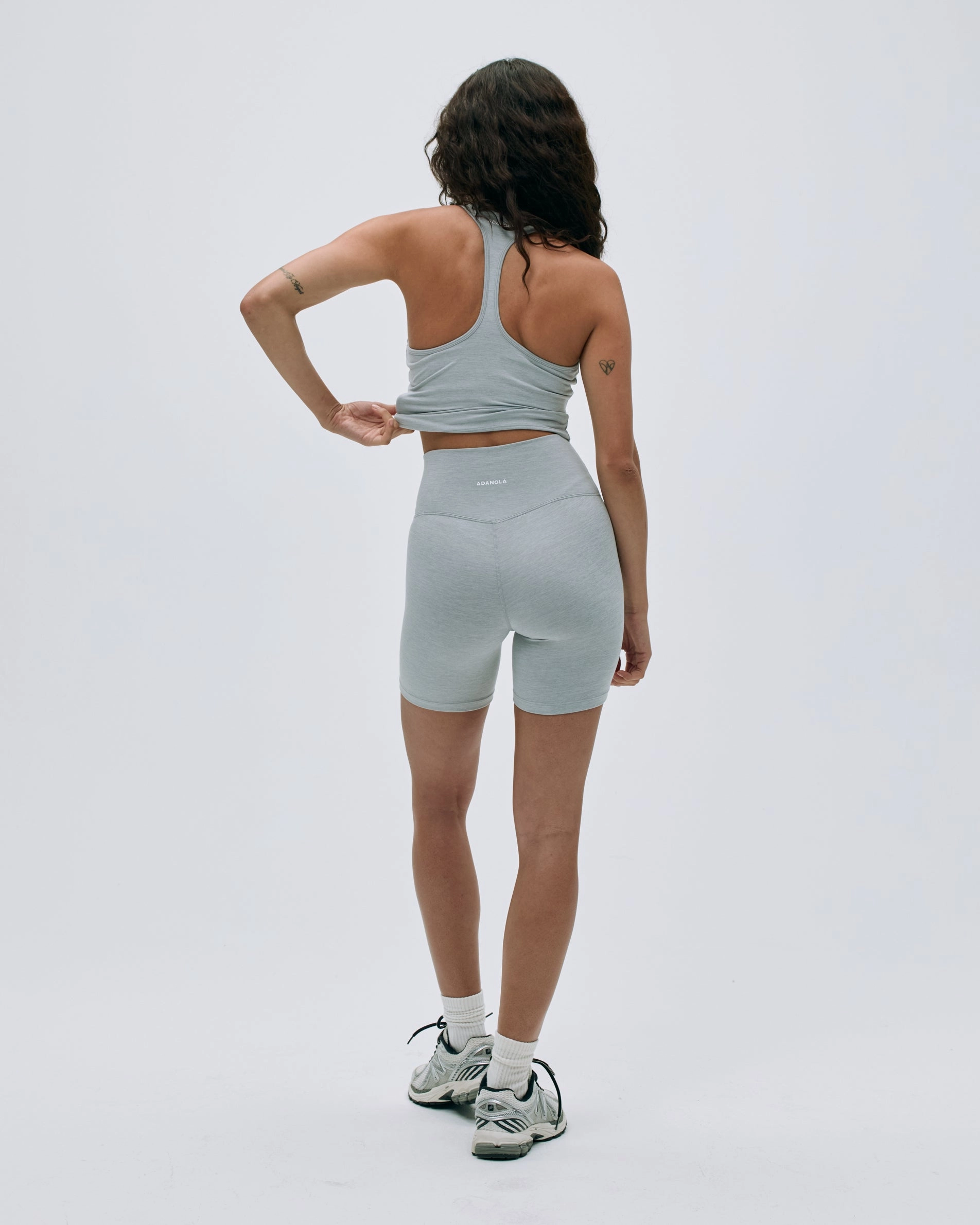 Brushed Skinny Racer Back Top - Light Grey Melange