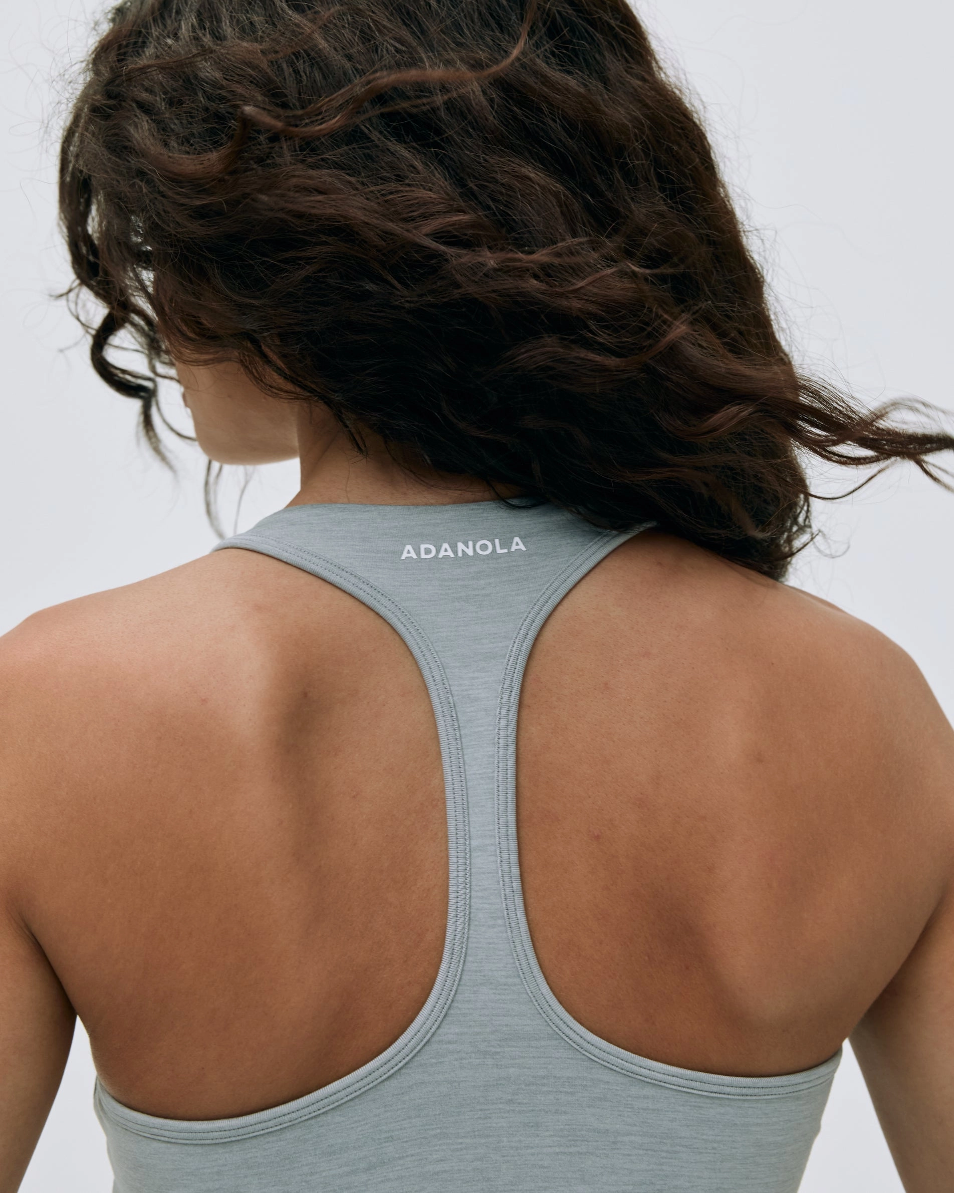 Brushed Skinny Racer Back Top - Light Grey Melange
