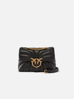 Butterfly Quilted Leather Bag with Black Shoulder Strap
