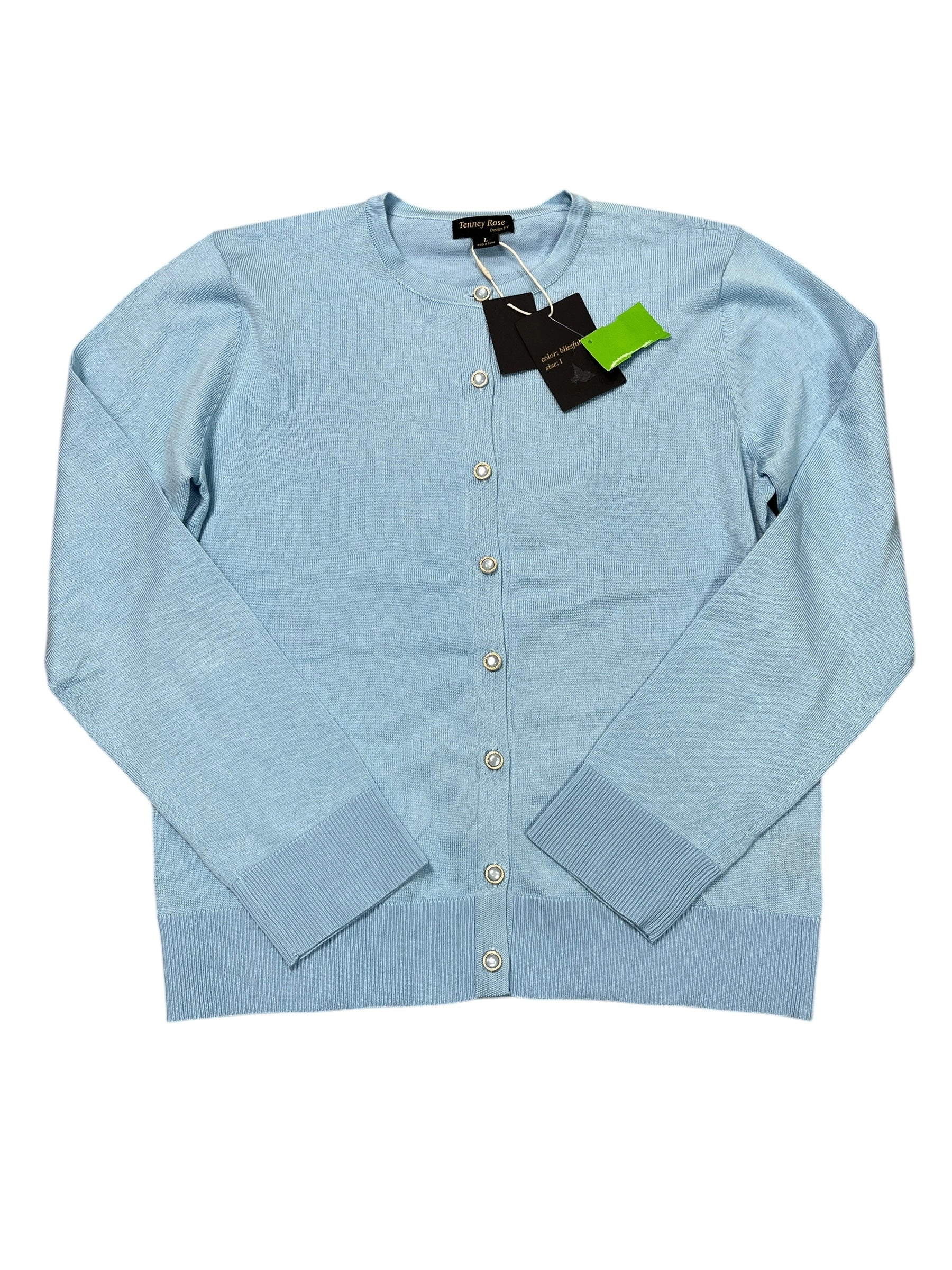 Cardigan By TENNEY ROSE In Blue, Size:L