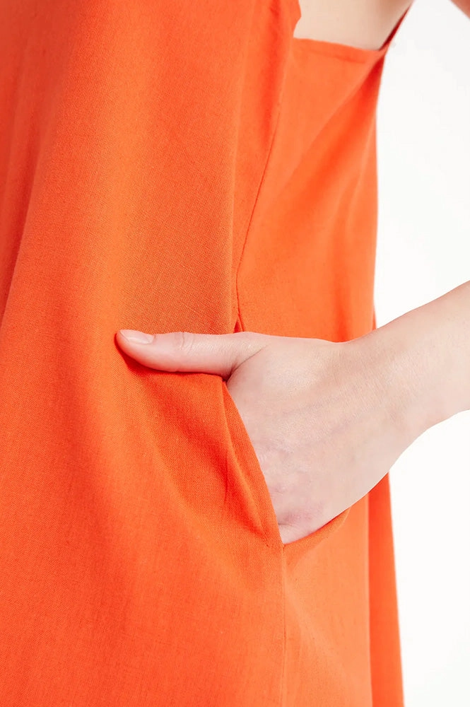 Compania Fantastica Gathered Orange Shift Dress
