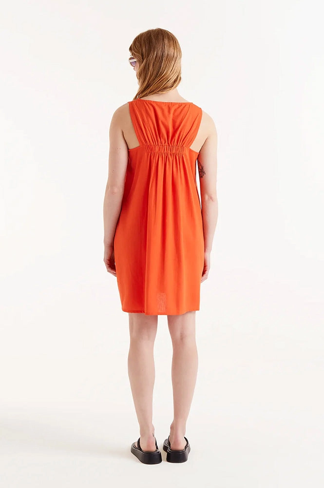 Compania Fantastica Gathered Orange Shift Dress