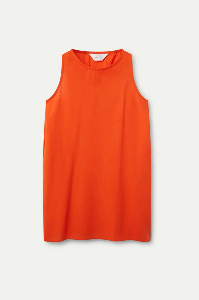 Compania Fantastica Gathered Orange Shift Dress