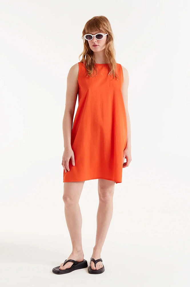 Compania Fantastica Gathered Orange Shift Dress