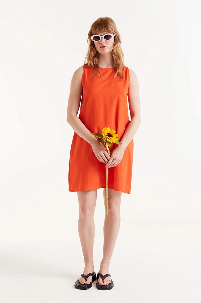 Compania Fantastica Gathered Orange Shift Dress