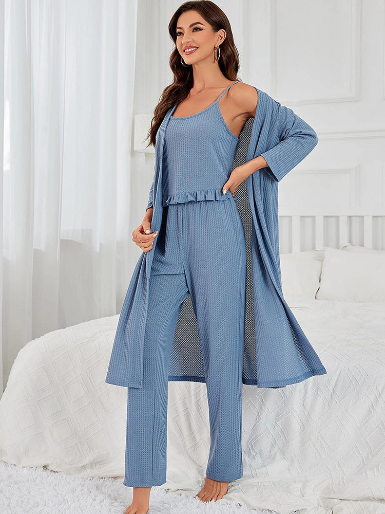 Cozy 3-Piece Waffle Knit Pajama Set