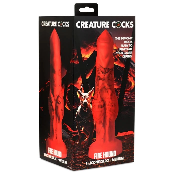 FIRE HOUND RED SILICONE DILDO - MEDIUM