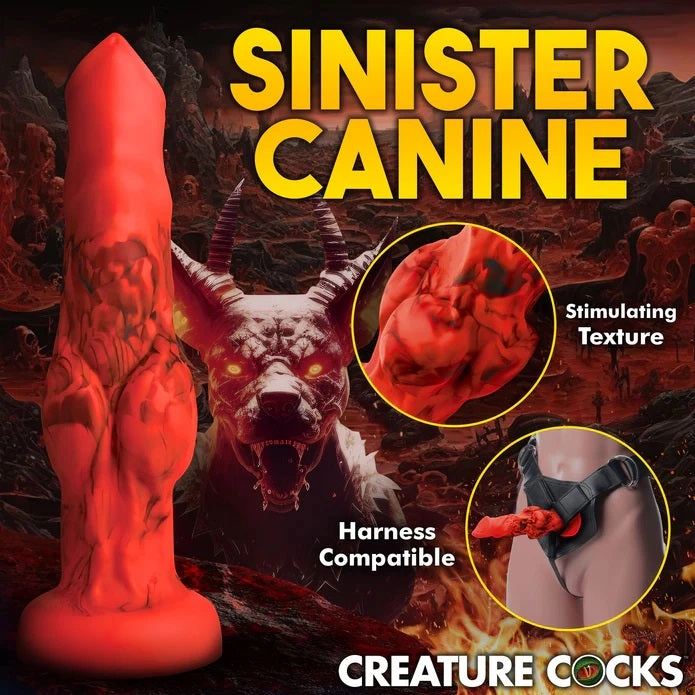 FIRE HOUND RED SILICONE DILDO - MEDIUM