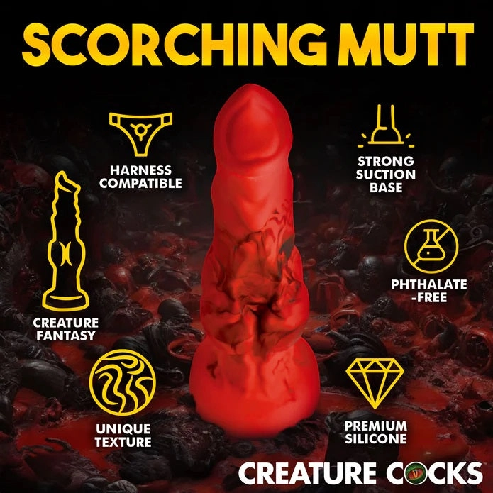 FIRE HOUND RED SILICONE DILDO - MEDIUM