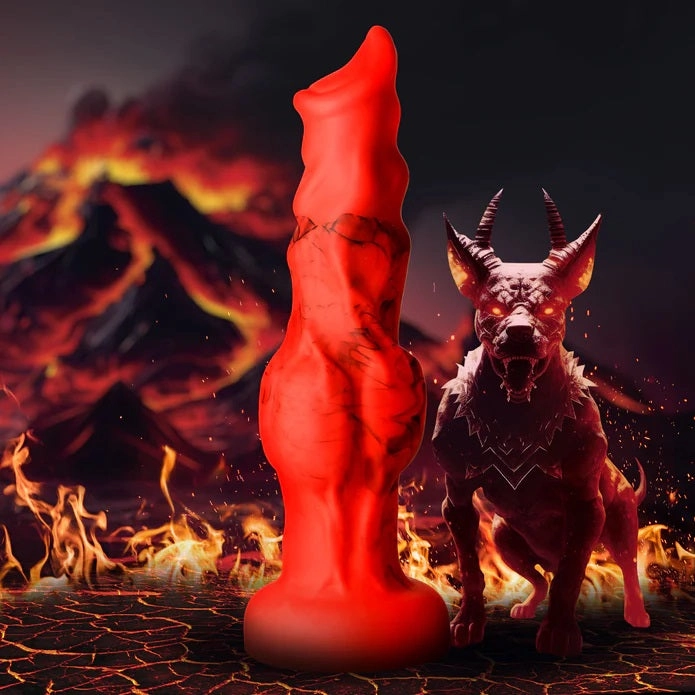 FIRE HOUND RED SILICONE DILDO - MEDIUM