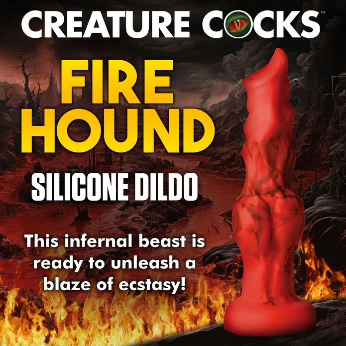 FIRE HOUND RED SILICONE DILDO - MEDIUM