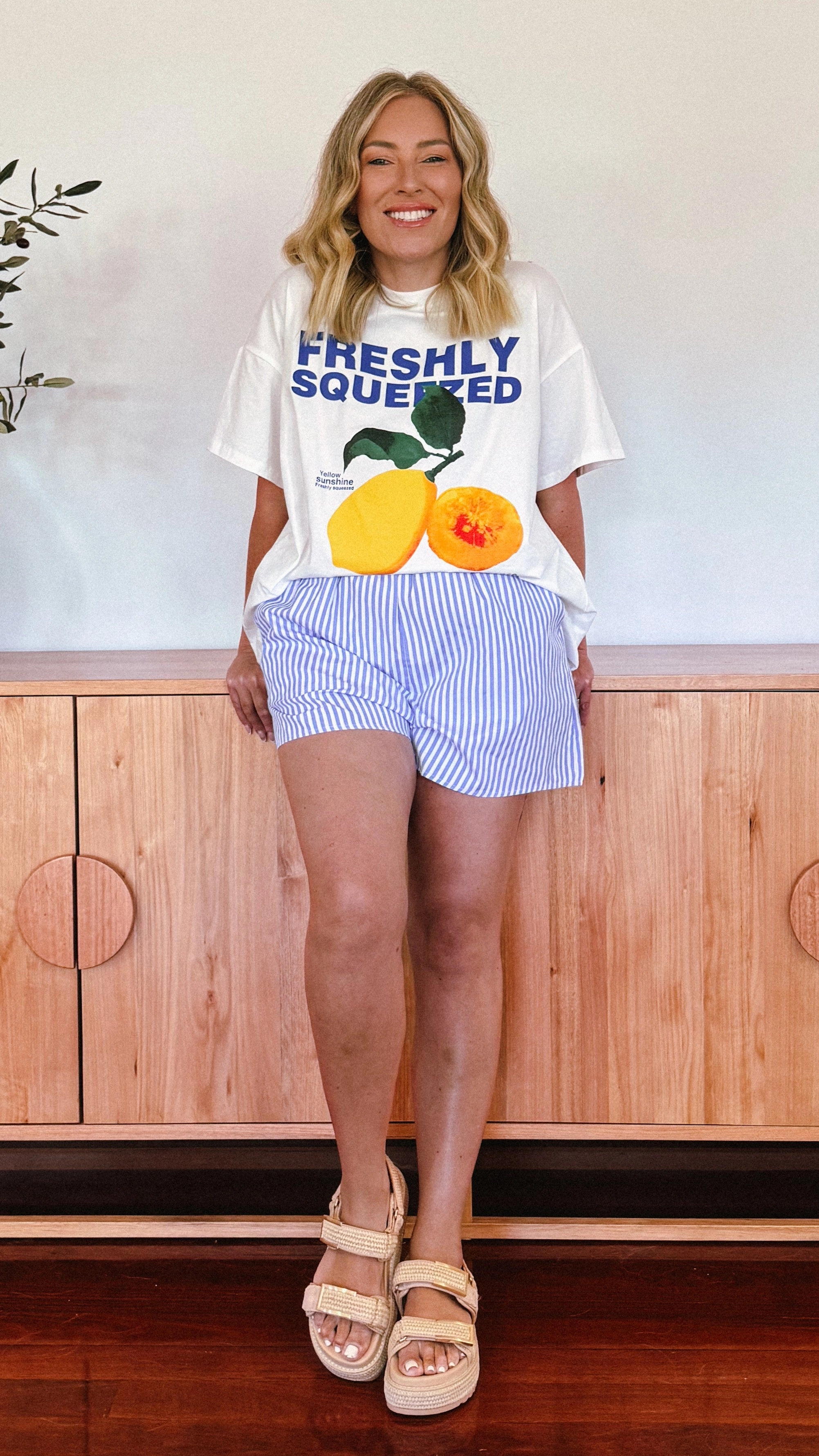 Freshly Squeezed Top & Shorts Set - White/Blue