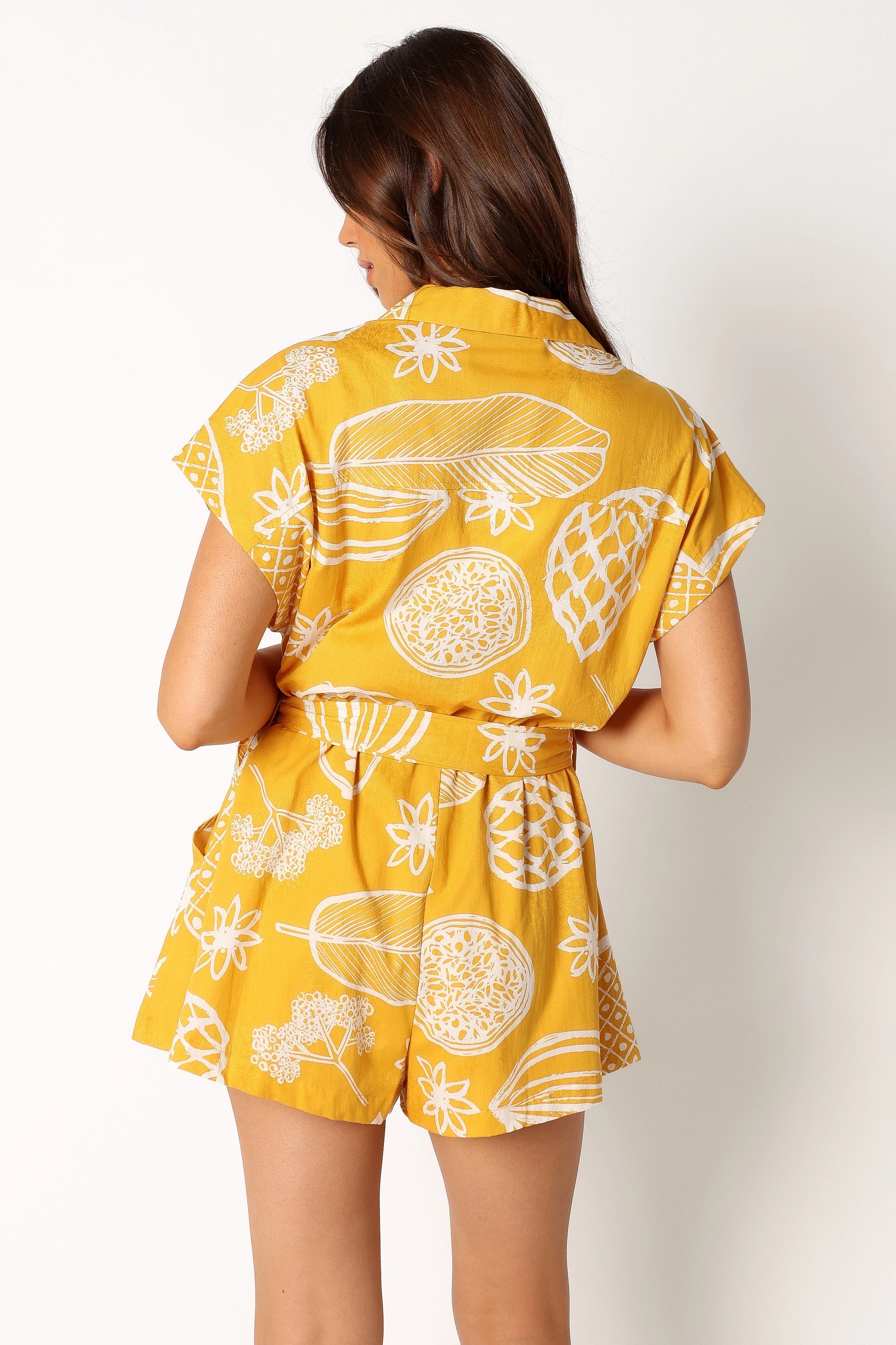 Georgina Tie Waist Playsuit - Yellow