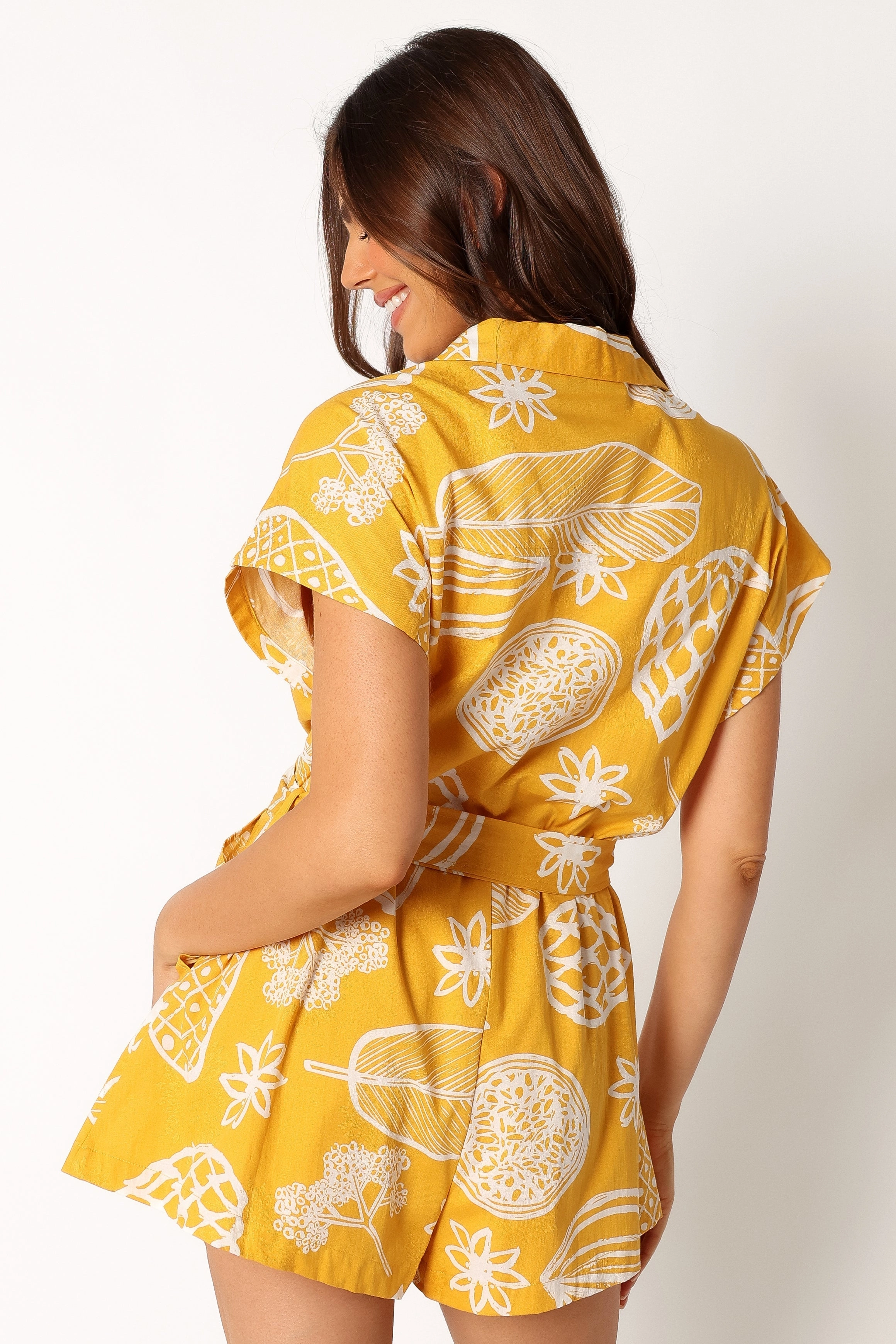 Georgina Tie Waist Playsuit - Yellow