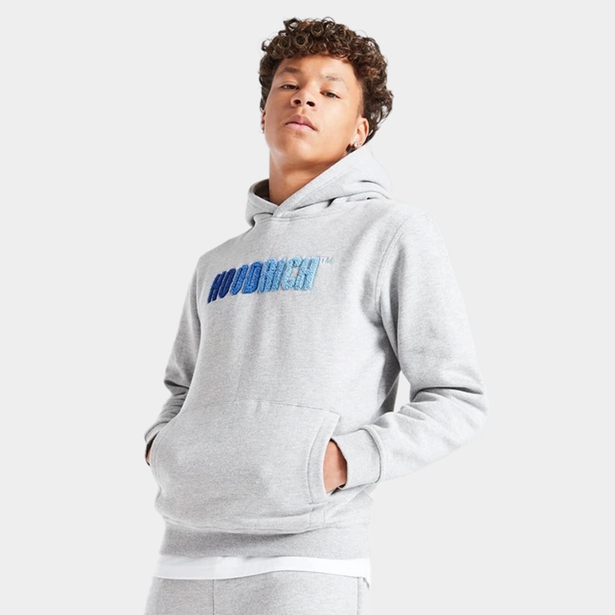 Hoodrich Junior Boys Tone V2 Pullover Hoodie Heather Grey / Blues