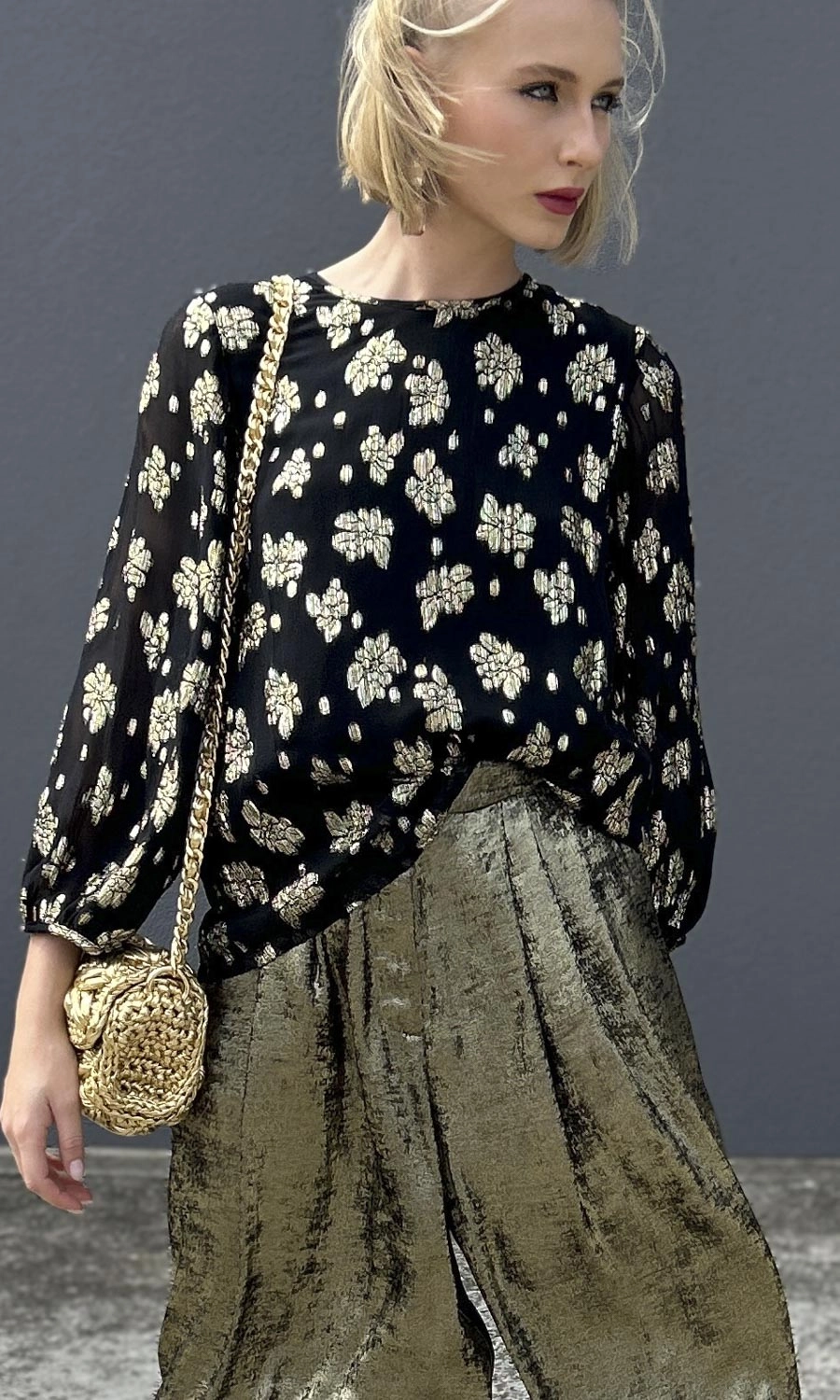 HOSS Helene Tie Back Top - Black Gold