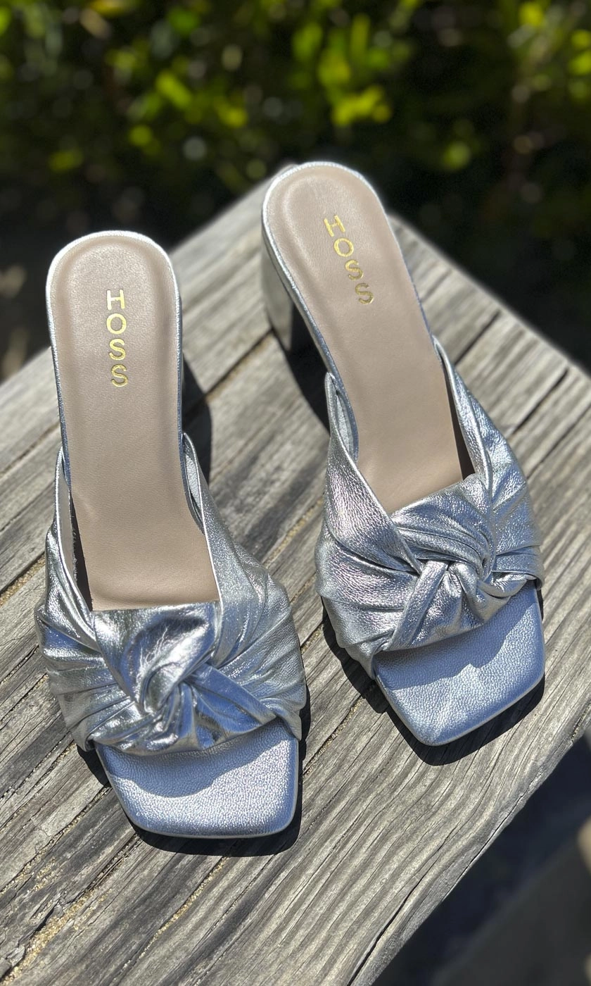 HOSS Silver Leather Camille Mule