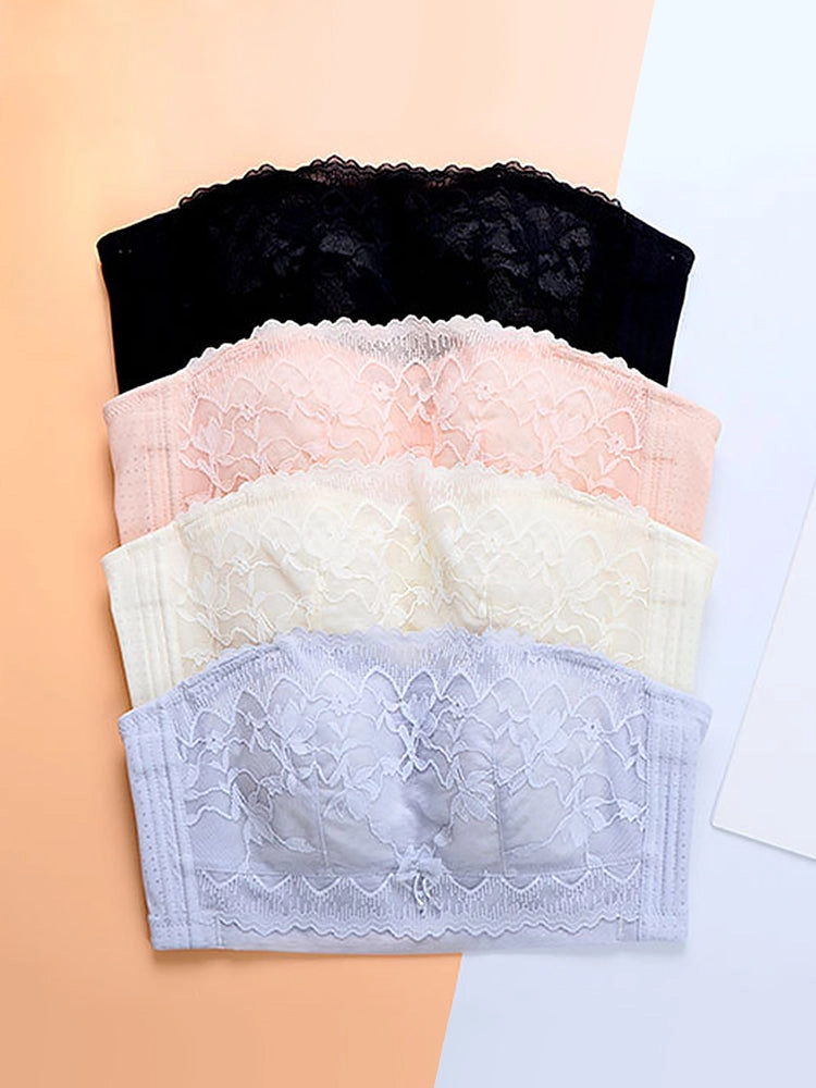 Lace Bandeau Strapless Wireless Bras for Women