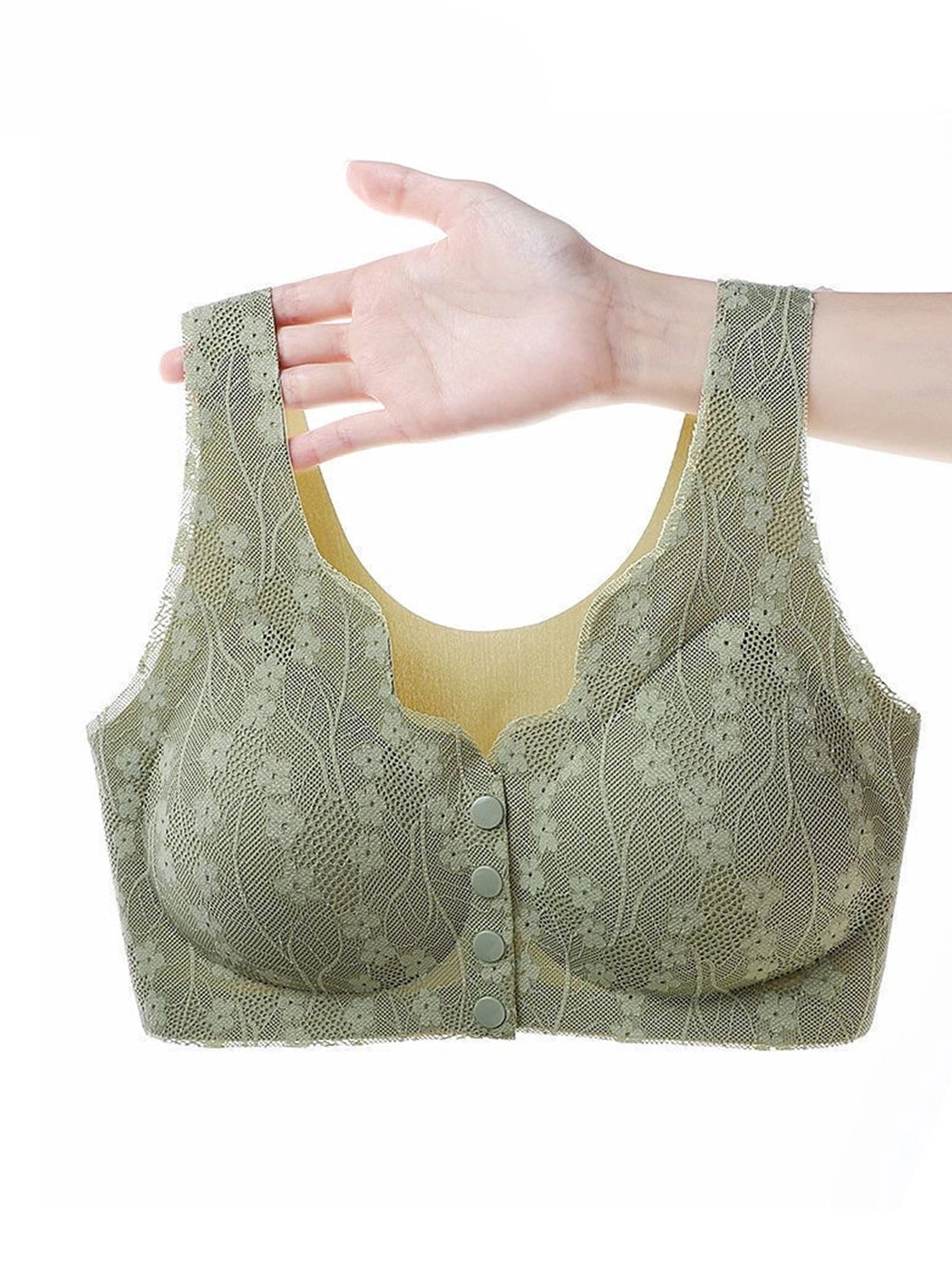 Lace Seamless Front Closure Vest-Style Wire-Free Bra