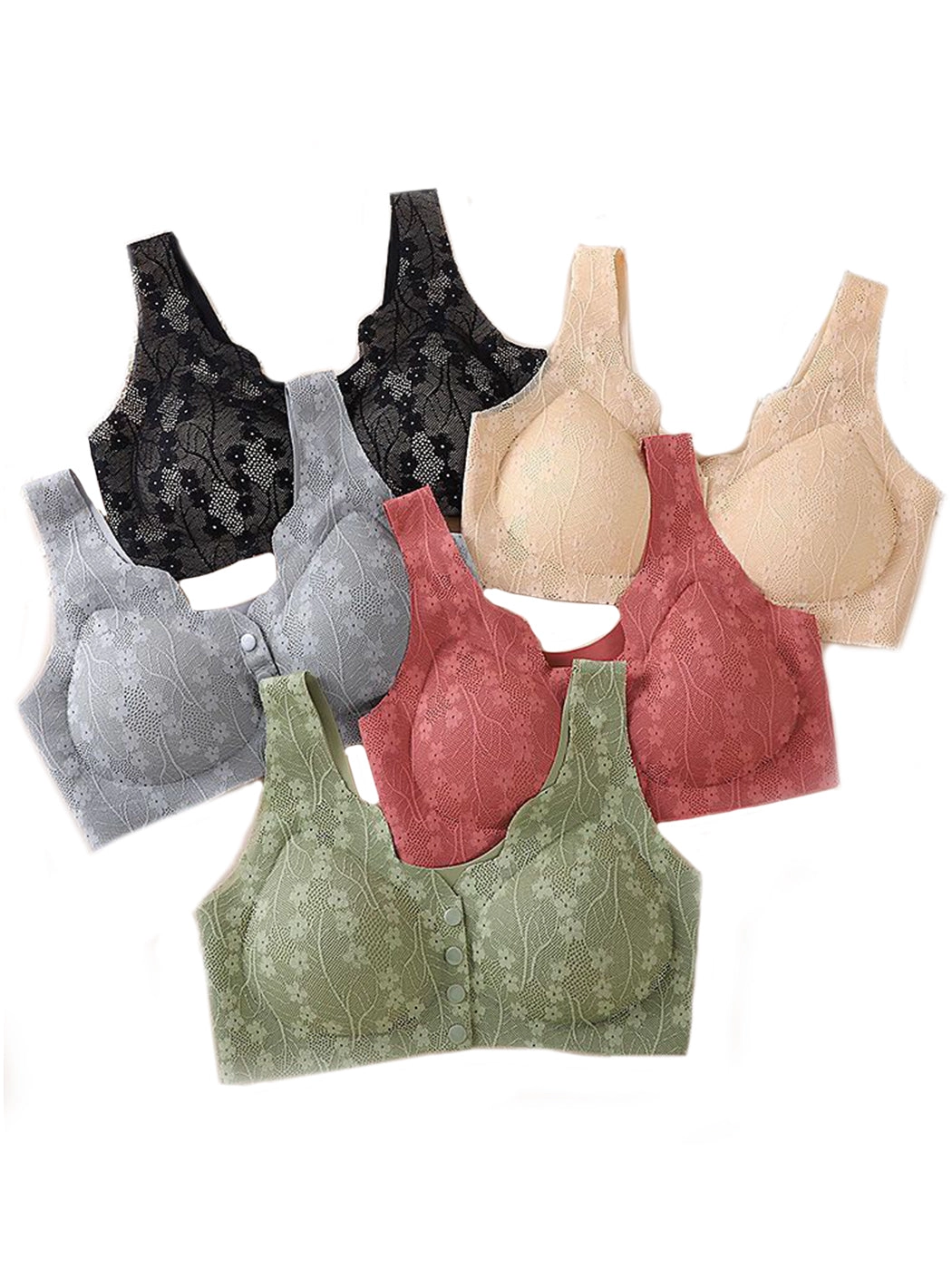 Lace Seamless Front Closure Vest-Style Wire-Free Bra